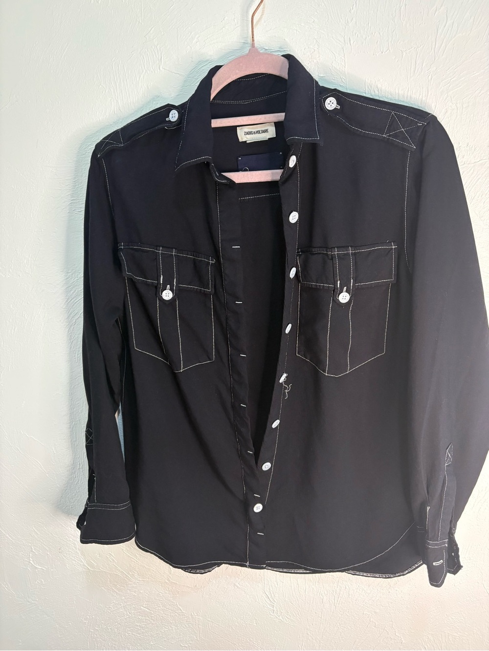 Zadig & Voltaire contrast-stitch utility shirt